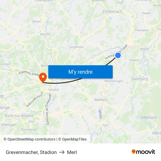 Grevenmacher, Stadion to Merl map