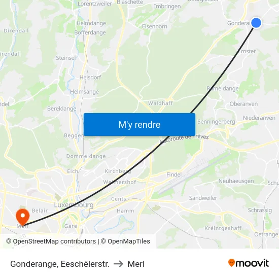 Gonderange, Eeschëlerstr. to Merl map