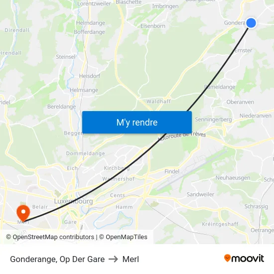 Gonderange, Op Der Gare to Merl map