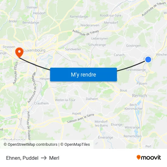 Ehnen, Puddel to Merl map