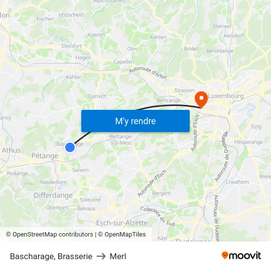 Bascharage, Brasserie to Merl map