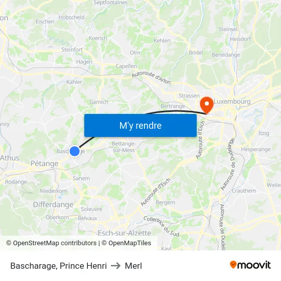 Bascharage, Prince Henri to Merl map