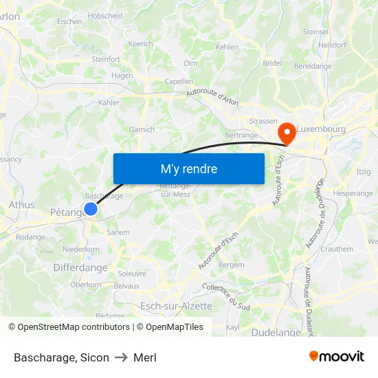 Bascharage, Sicon to Merl map