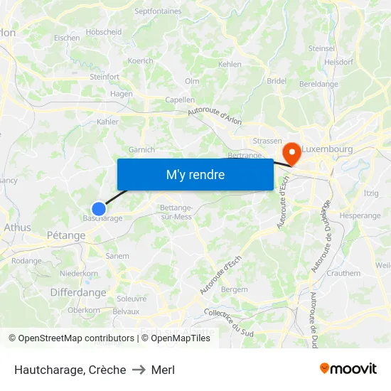 Hautcharage, Crèche to Merl map