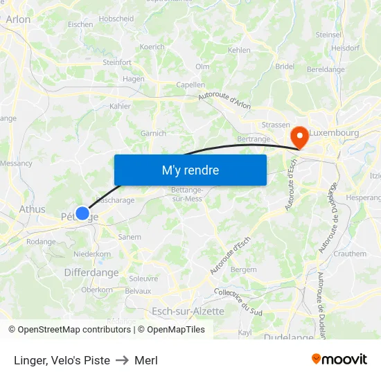 Linger, Velo's Piste to Merl map