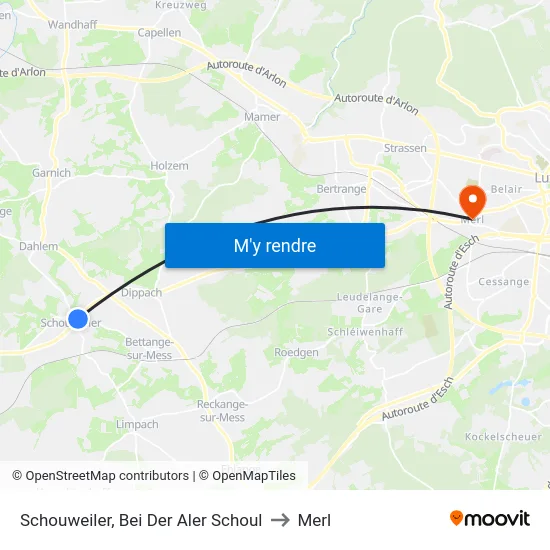 Schouweiler, Bei Der Aler Schoul to Merl map