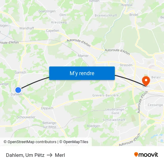 Dahlem, Um Pëtz to Merl map