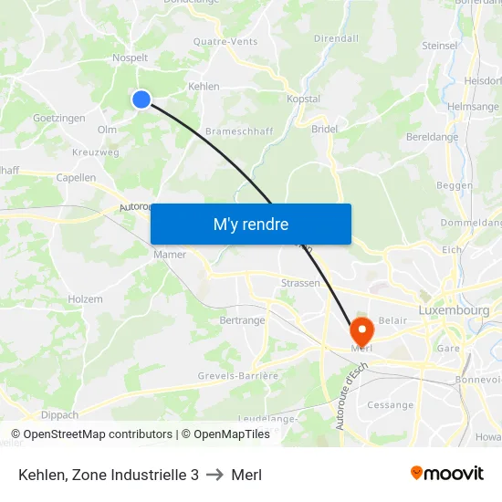 Kehlen, Zone Industrielle 3 to Merl map