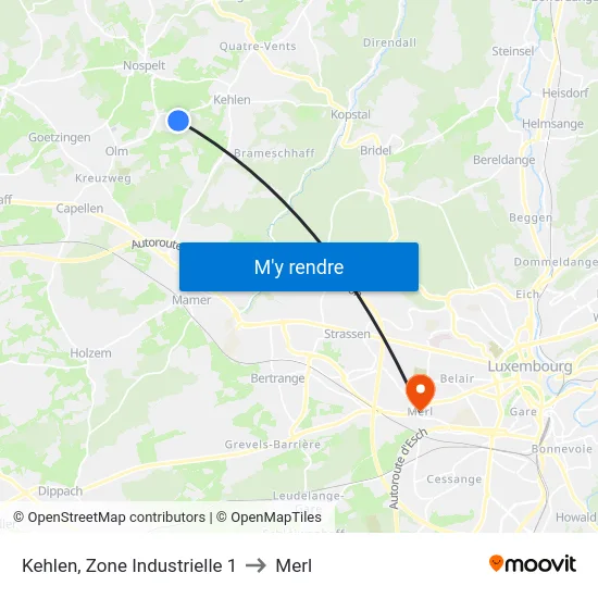 Kehlen, Zone Industrielle 1 to Merl map