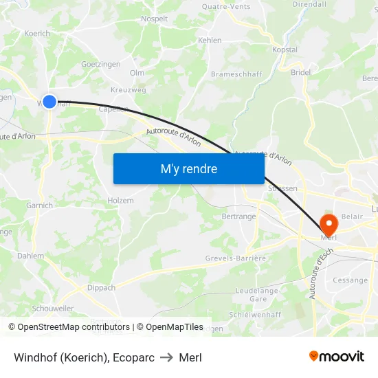 Windhof (Koerich), Ecoparc to Merl map