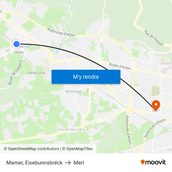 Mamer, Eisebunnsbréck to Merl map