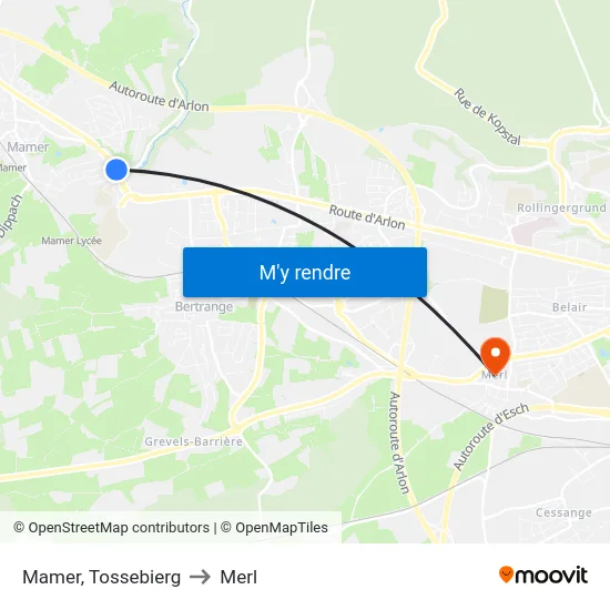 Mamer, Tossebierg to Merl map