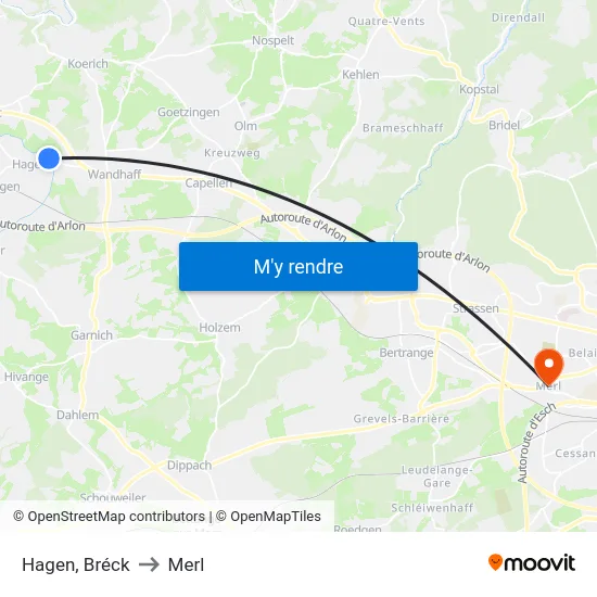 Hagen, Bréck to Merl map