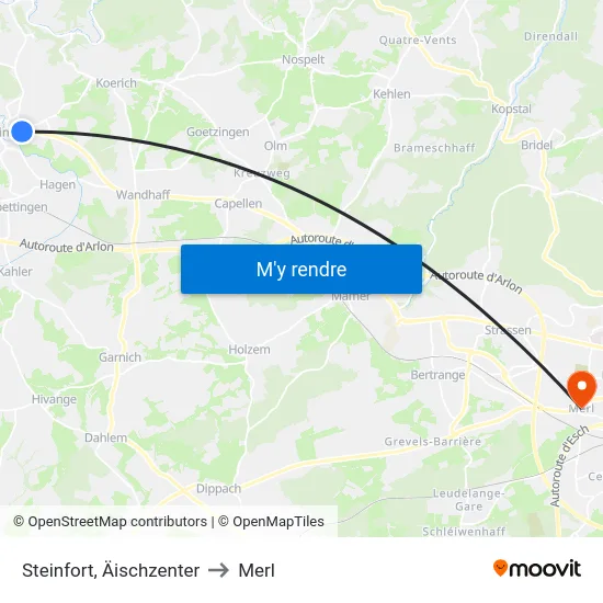 Steinfort, Äischzenter to Merl map