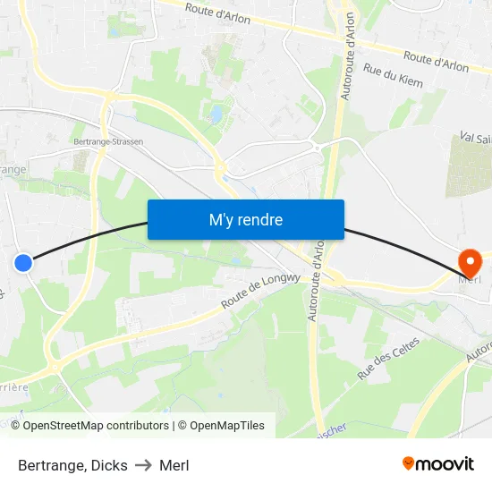 Bertrange, Dicks to Merl map