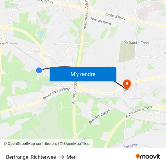 Bertrange, Richterwee to Merl map