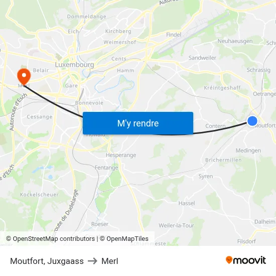 Moutfort, Juxgaass to Merl map