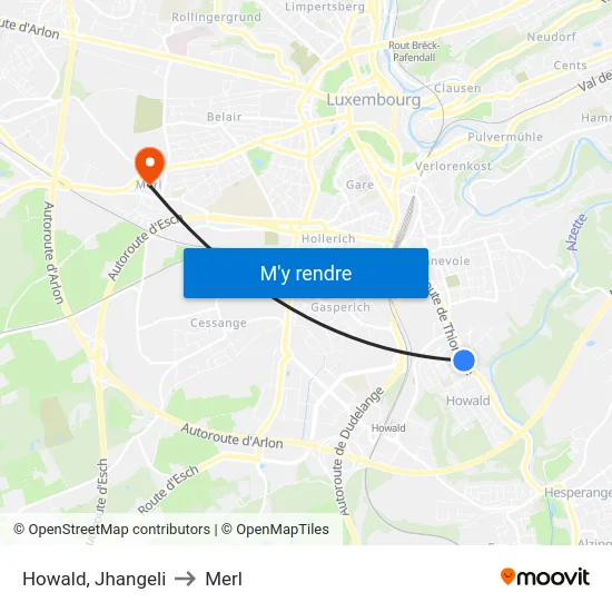 Howald, Jhangeli to Merl map