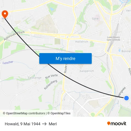Howald, 9 Mai 1944 to Merl map