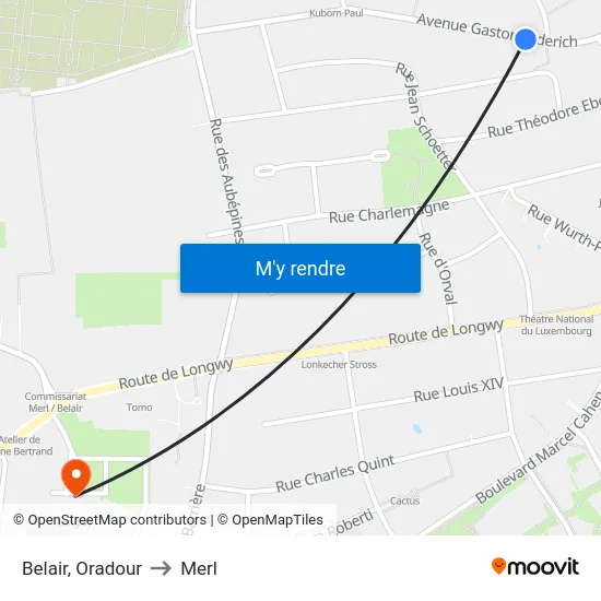Belair, Oradour to Merl map