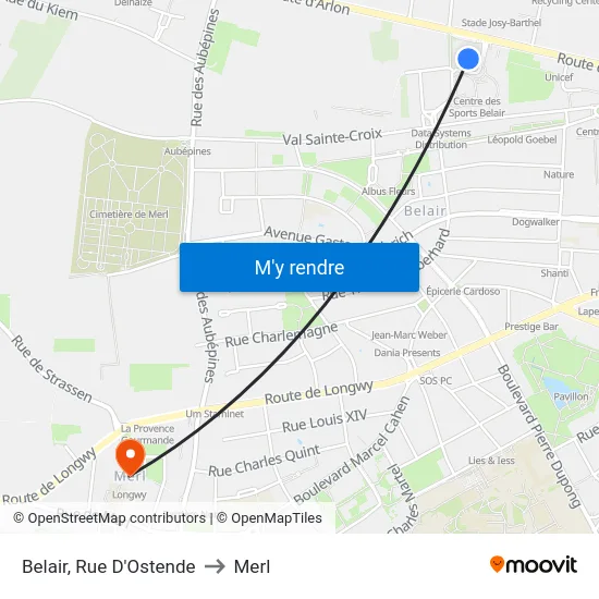 Belair, Rue D'Ostende to Merl map