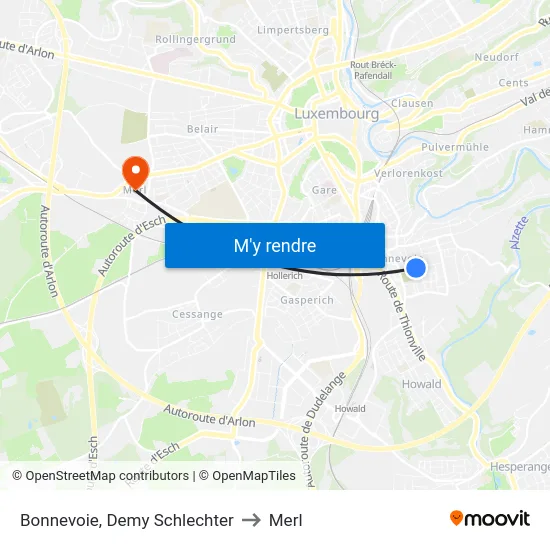 Bonnevoie, Demy Schlechter to Merl map
