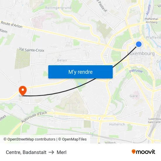 Centre, Badanstalt to Merl map