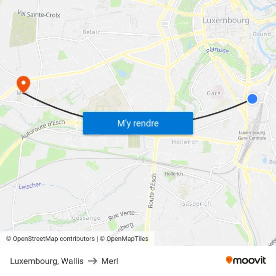 Luxembourg, Wallis to Merl map
