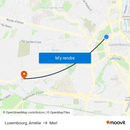 Luxembourg, Amélie to Merl map