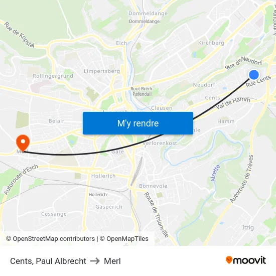 Cents, Paul Albrecht to Merl map