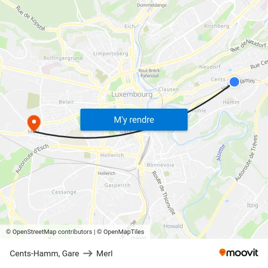 Cents-Hamm, Gare to Merl map