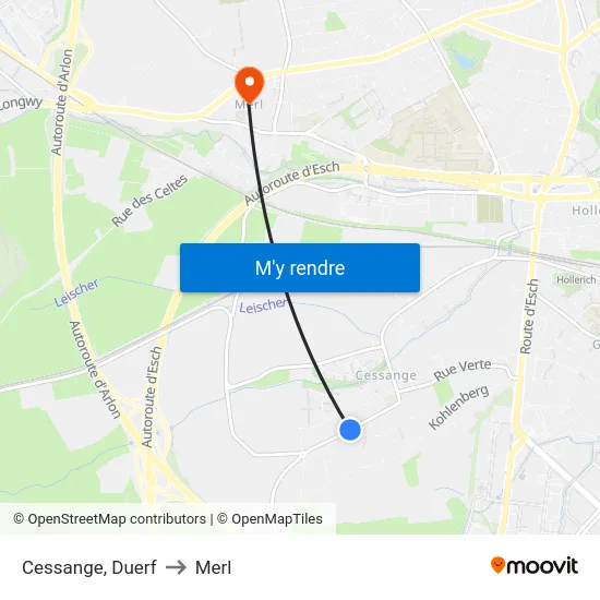 Cessange, Duerf to Merl map