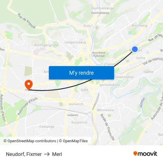 Neudorf, Fixmer to Merl map