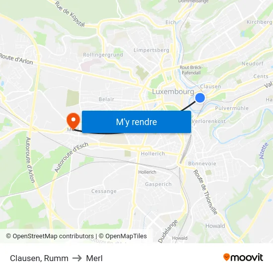 Clausen, Rumm to Merl map