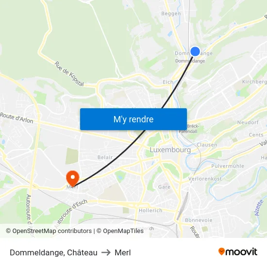 Dommeldange, Château to Merl map
