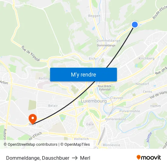 Dommeldange, Dauschbuer to Merl map