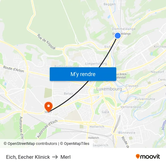 Eich, Eecher Klinick to Merl map