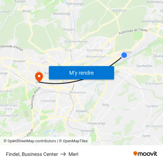 Findel, Business Center to Merl map