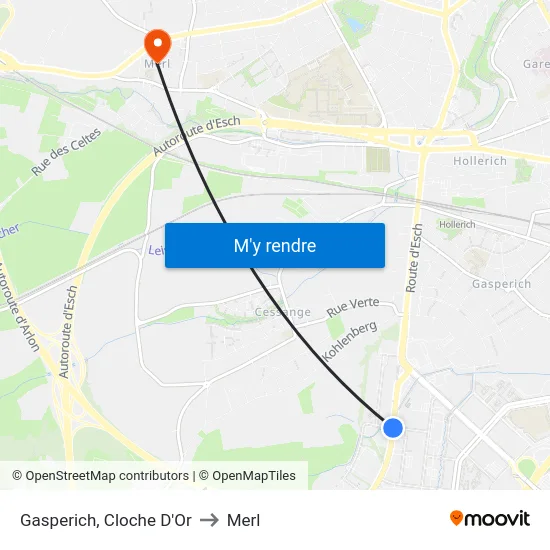 Gasperich, Cloche D'Or to Merl map