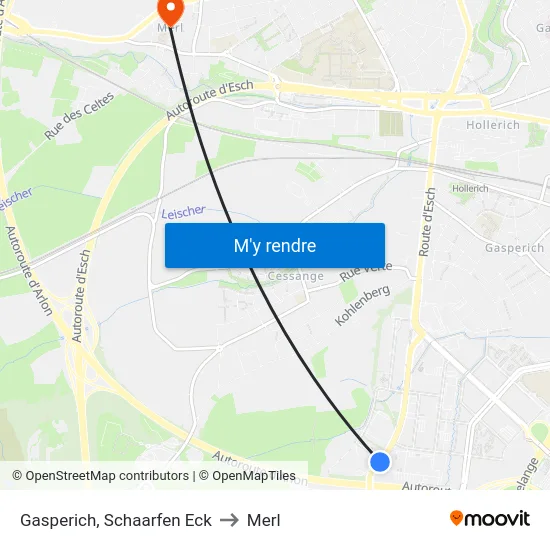 Gasperich, Schaarfen Eck to Merl map