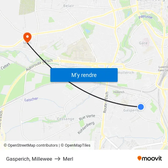 Gasperich, Millewee to Merl map