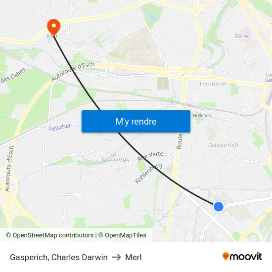 Gasperich, Charles Darwin to Merl map