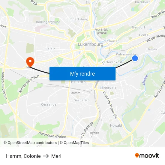 Hamm, Colonie to Merl map