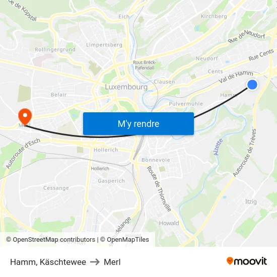 Hamm, Käschtewee to Merl map
