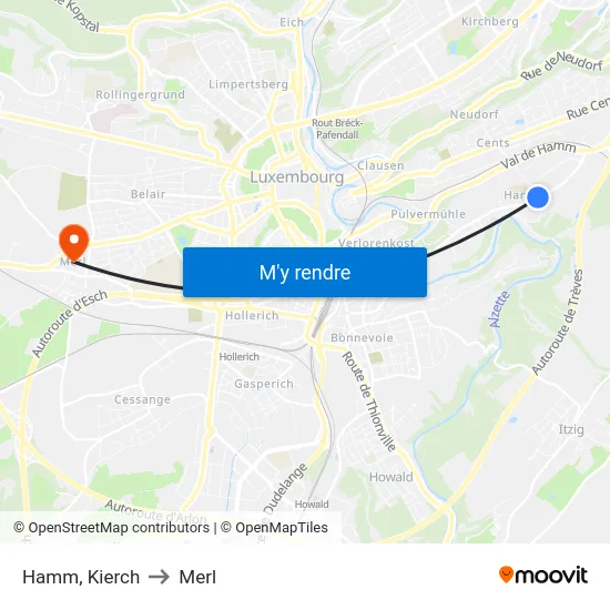 Hamm, Kierch to Merl map