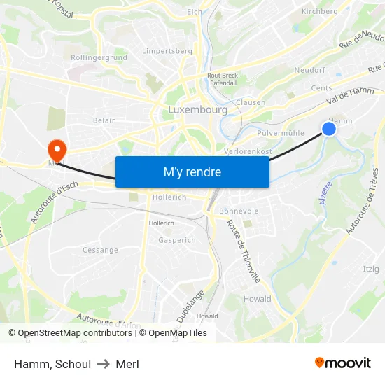 Hamm, Schoul to Merl map