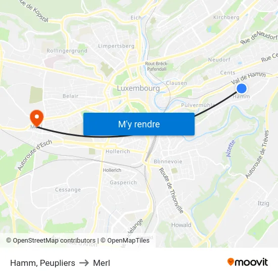 Hamm, Peupliers to Merl map