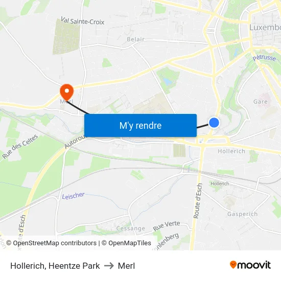 Hollerich, Heentze Park to Merl map
