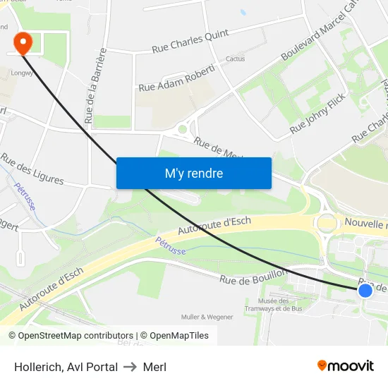 Hollerich, Avl Portal to Merl map