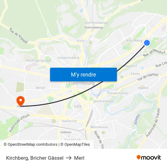 Kirchberg, Bricher Gässel to Merl map